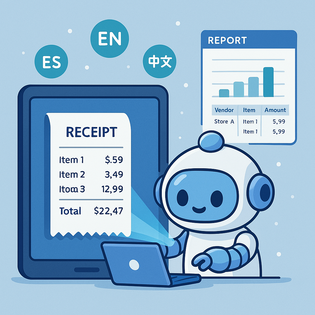 AI robot analyzing receipts